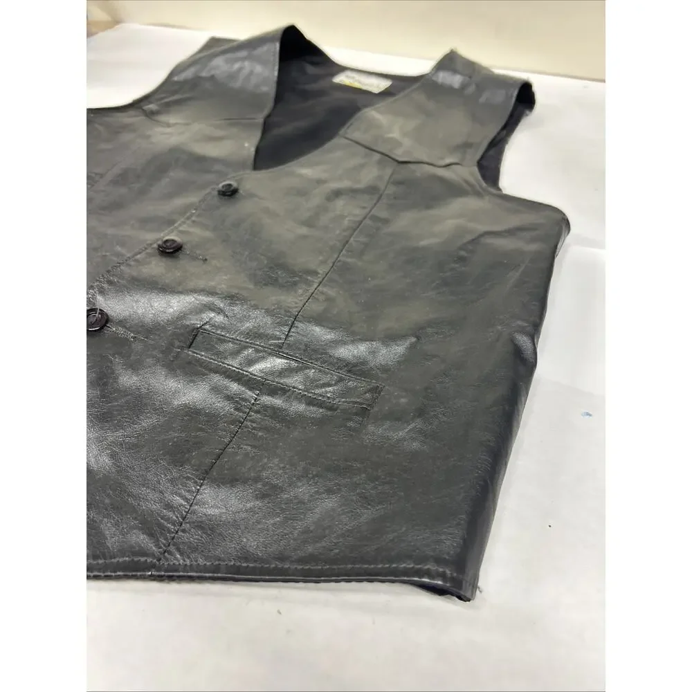 Vintage Retro Leather Vest Button Down 80’s Originals Size 40 USA